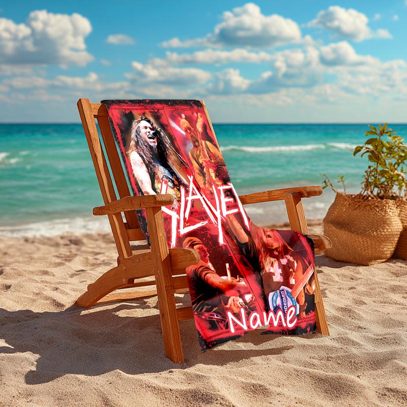 Personalized customized proof beach towel with Slayer band pattern - soft, absorbent,quick-drying,perfect swimming,camping&bathing