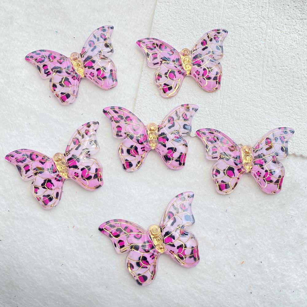 10Pcs Cute Colorful Shiny Butterfly with a Hole Flat Back Resin Scrapbooking DIY Jewelry Hairpin Craft Decoration Accessorie