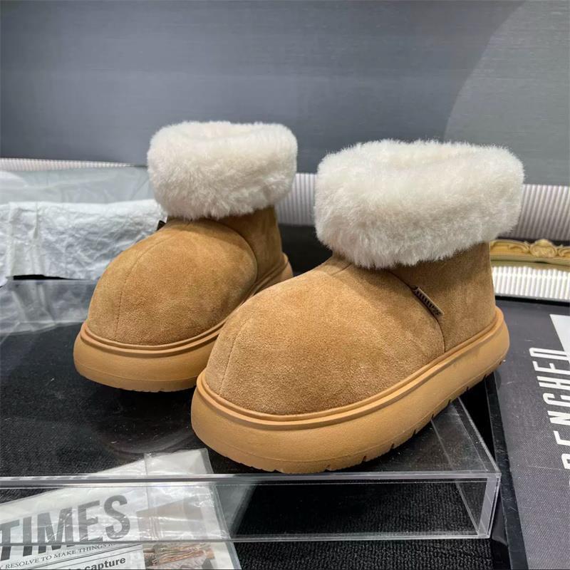 Niche Big-headed Snow Boots Women's Winter New Velvet Warm Platform Short Boots Bread Snow Cotton Shoes
