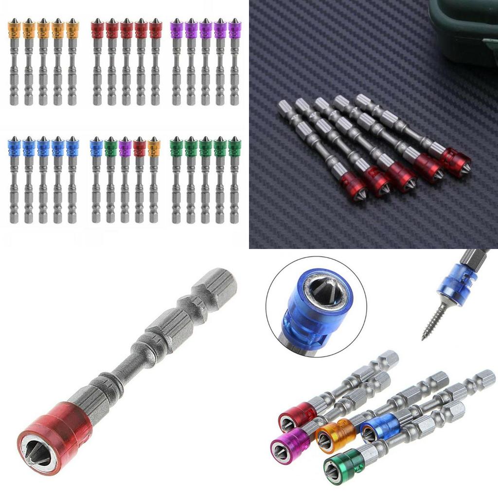 Durable 5pcs 65mm 1/4" Hex Shank Ph2 Single Head Magnetic Screwdriver Bits For Long Lasting Use