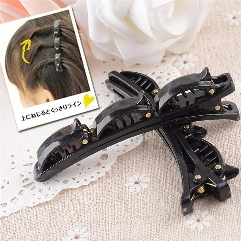 Elegant Plastic Hair Clips, Double Clip Twist Side Clamp, Solid Color Hairpin Set for Styling and Holding Hair in Place