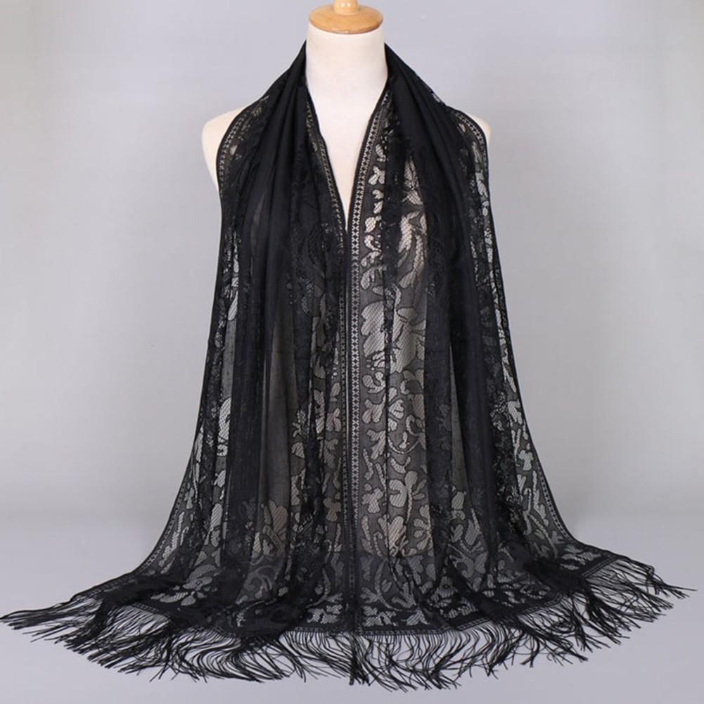 All Match Floral Tassel Scarf Hollow Solid Breathable And Comfortable
