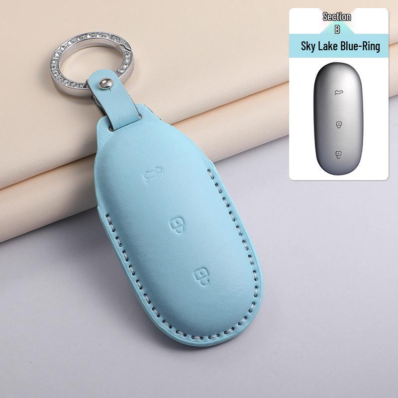 Dreifarbige PU-Leder-Autoschlüsselhülle für Ideal L6-L9