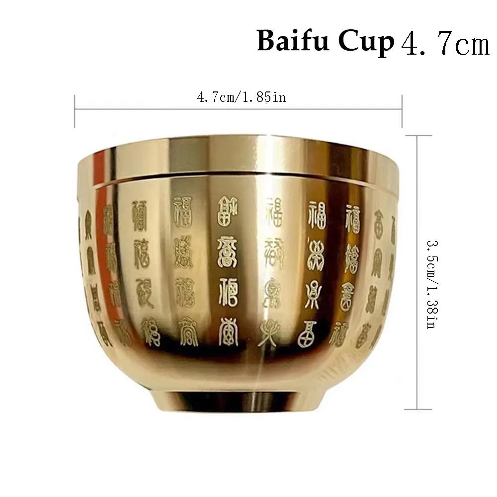 1PC Gold Feng Shui Hundred Blessings Bowl Fine Workmanship Meaningful Gifts Copper Materials Exquisite Mini