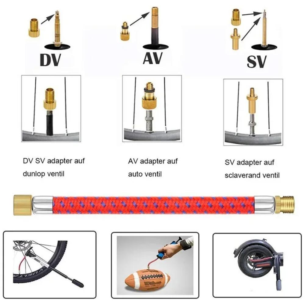 21 Pcs Copper Bicycle Valve Adapter Set SV/AV/DV Pump Adapters Air Hose Adapter for Road Bike Inflator Pump Accessory Kit