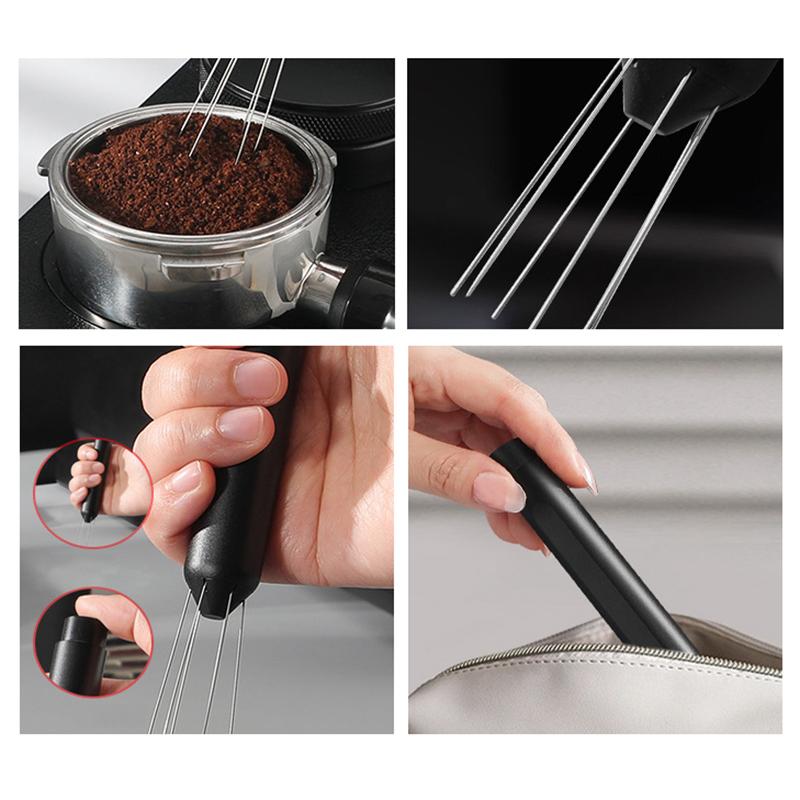 

Espresso Distribution Tool, Tamper With Retractable Stainless Steel Needle, Stirrer Tool For Barista-Grade Precision Brewing чорний