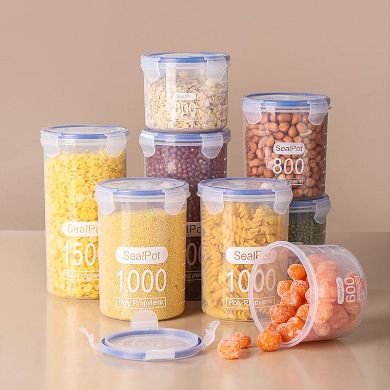 Food Grade Sealed Jars Refrigerator Fresh-keeping Storage Jars Plastic Grain Jars Multi-specification Sealed Jars with Lids