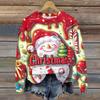 Ladies' Christmas Printed Long Sleeved Round Neck Hoodie Loose Top