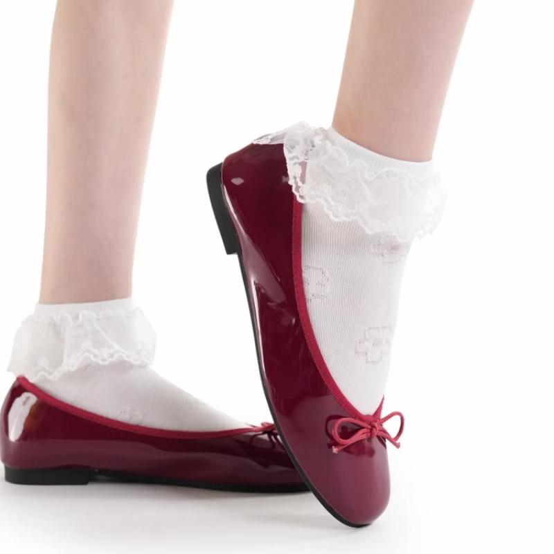 Solid Color Short Socks Women Japanese Fashion Black White Gray Low Cut Ankle Socks Lolita Sweet Girls Cute Lace Ruffle Socks