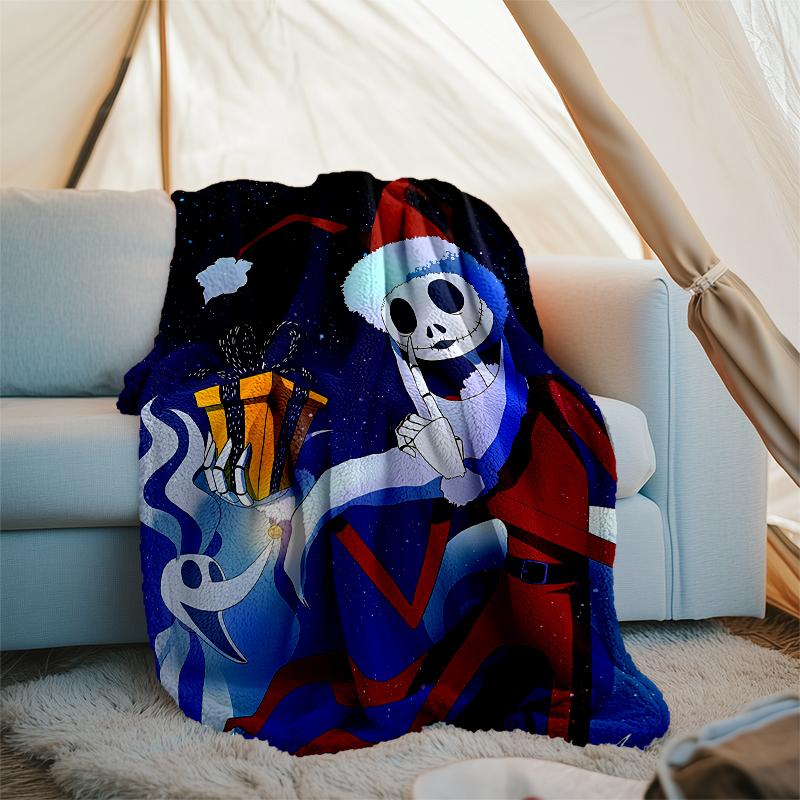 The Nightmare Before Christmas Theme Printed Blanket - Perfect for Couch, Bed, Travel & Outdoor Use | Machine Washable, Cozy & Durable.