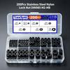 200pcs DIN985 Hex Nylon Insert Self Lock Nut Nylock Locknut Assortment Kit Set M2 M2.5 M3 M4 M5 M6 M8 304 A2-70 Stainless Steel
