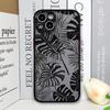 Palm Leaf Tree Black Leaves Phone Case for IPhone 16 15 14 11 Pro Max 13 12 Mini 7 8 14 15 16Plus SE X XS Matte Shockproof Cover