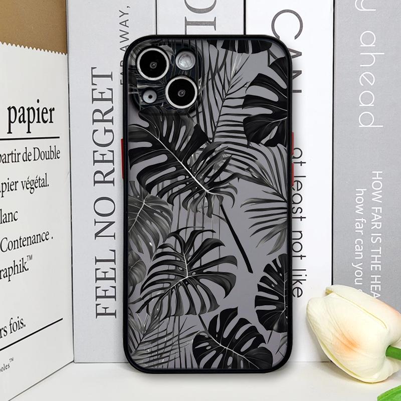 Palm Leaf Tree Black Leaves Phone Case for IPhone 16 15 14 11 Pro Max 13 12 Mini 7 8 14 15 16Plus SE X XS Matte Shockproof Cover