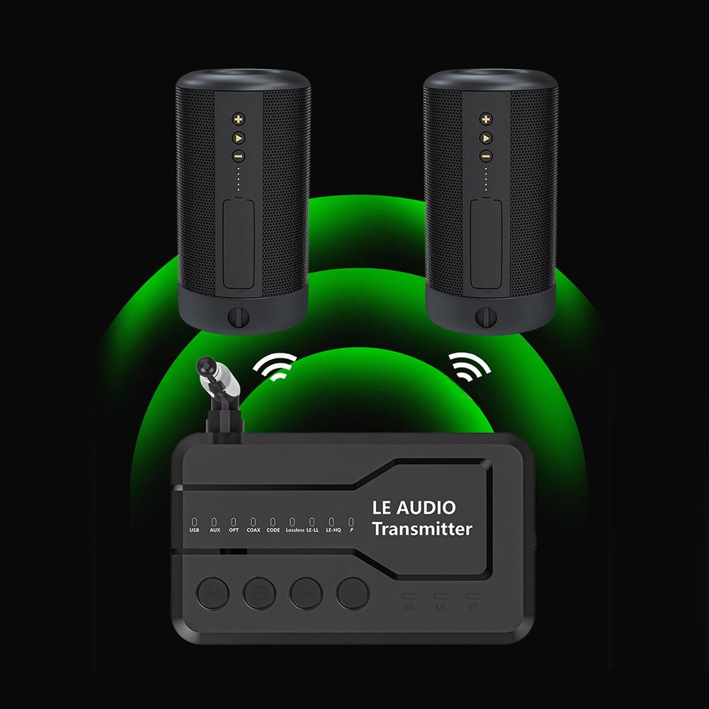 LE Wireless Audio Music Transmitter Adapter USB/AUX/Opt/Coax Bluetooth-Compatible 5.3 Wireless LE Audio Adapter for TV Headphons