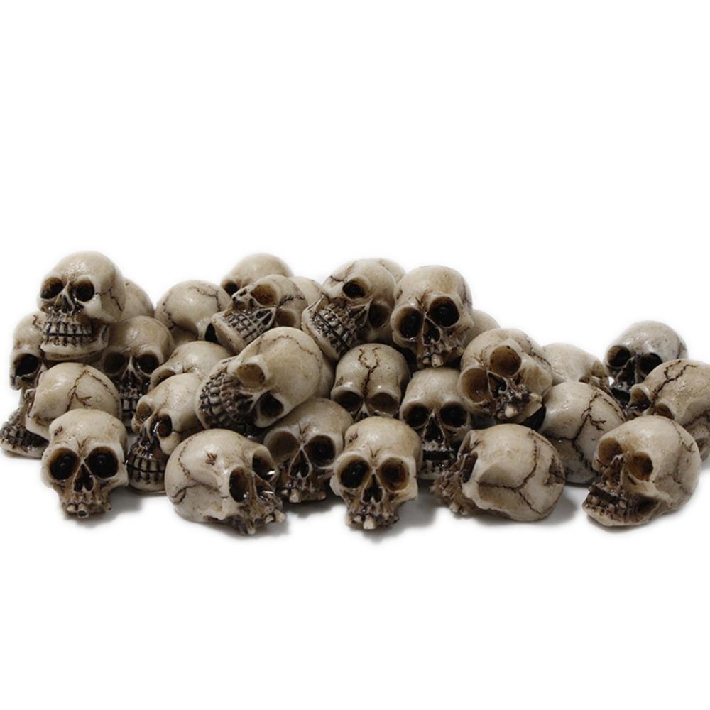 20PCS Mini Skull Head Sculptures Halloween Decor Creative Garden Potted Plant Landscape Ornament Collectible Art Craft