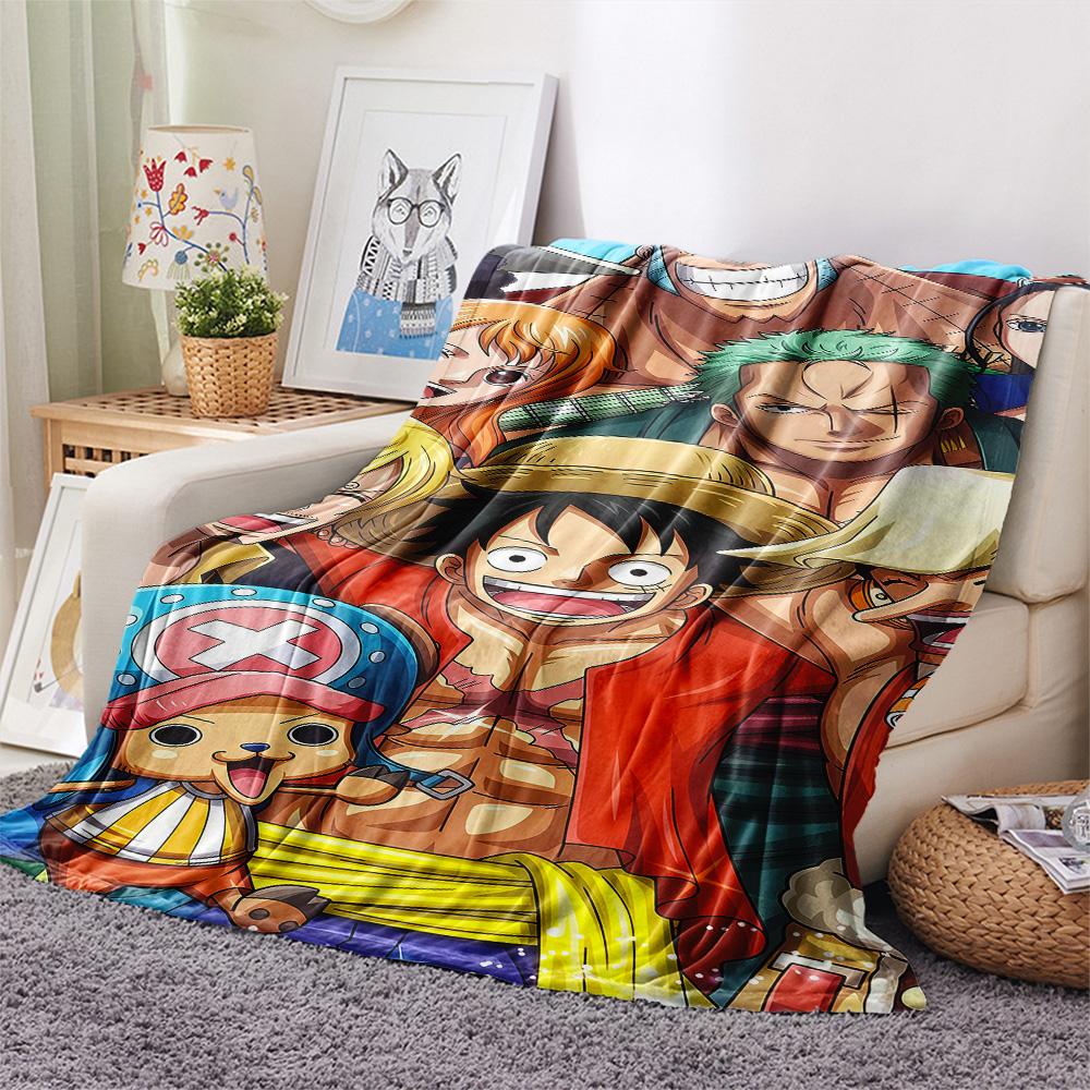 1PC Anime One Piece Patterned Flannel Blanket Suitable For All Seasons For Home Decor Warmth And Comfort Gifts Holiday Present