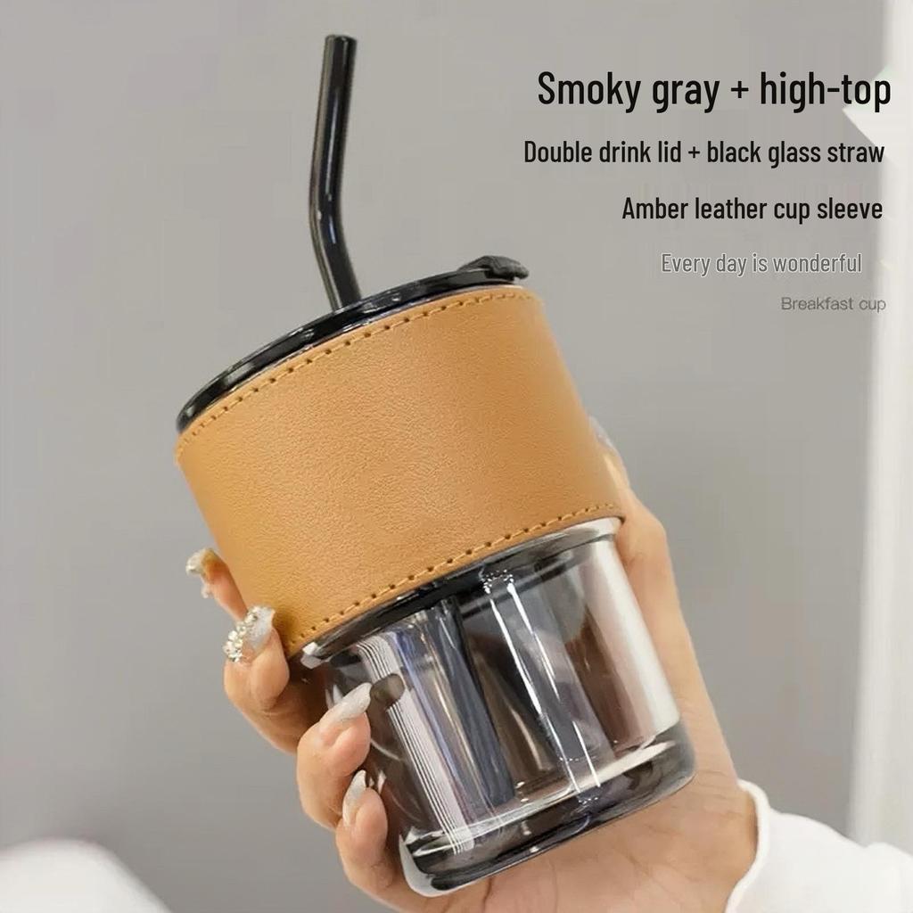 Creative Bamboo Glass Straw Cup - Summer Design, Portable Coffee Mug, Perfect Gift or Souvenir
