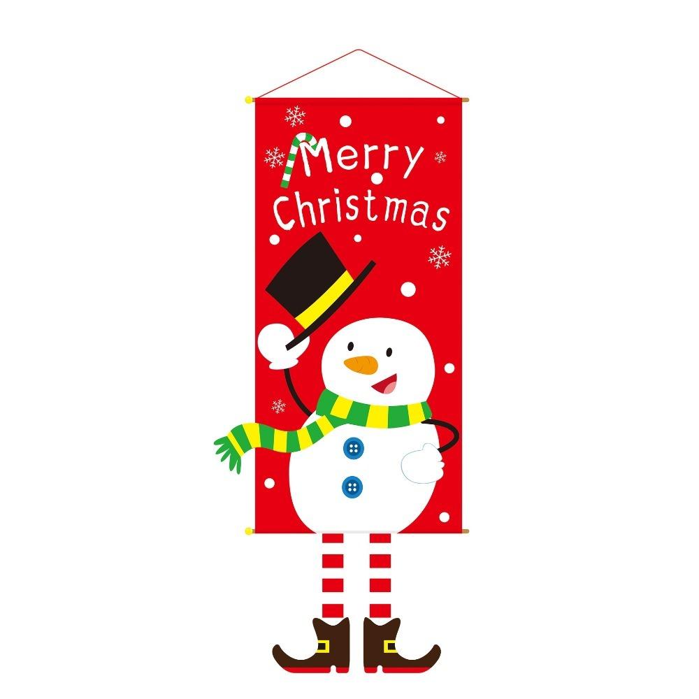 Cartoon 110cm Christmas Hanger Flag Snowman EIK Hanging Flag Navidad Santa Claus Christmas Backdrop Party Decor