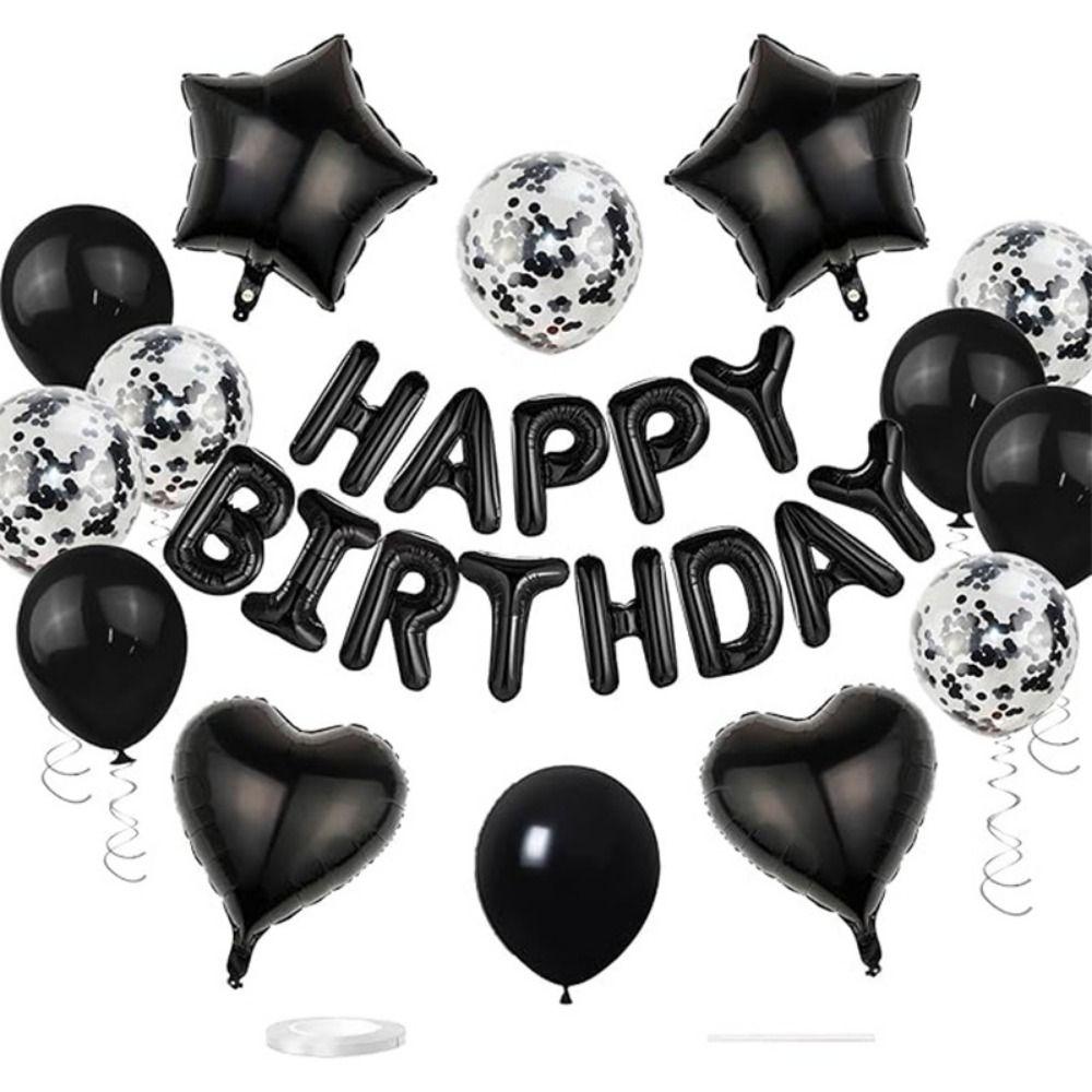 Latex/Aluminum Film Happy Birthday Balloon Garland Kit Heart Star Balloon Wall Backdrop  Birthday