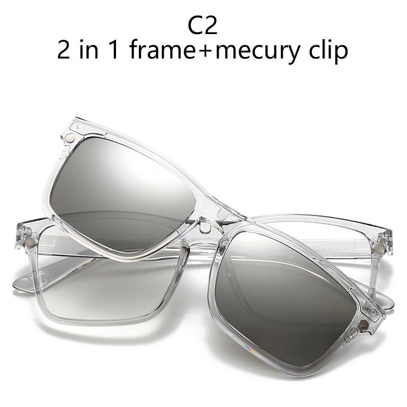 Magnetic Clip-On Sunglasses With Polarized Light Multiple Lens Pieces Transparent Grey Glasses Colorful Sunglasses Nearsighted