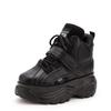 Womens Platform Sneakers Autumn Fashion Chunky High Top Casual Shoes Female Black Silver Wedges Shoes Comfortable