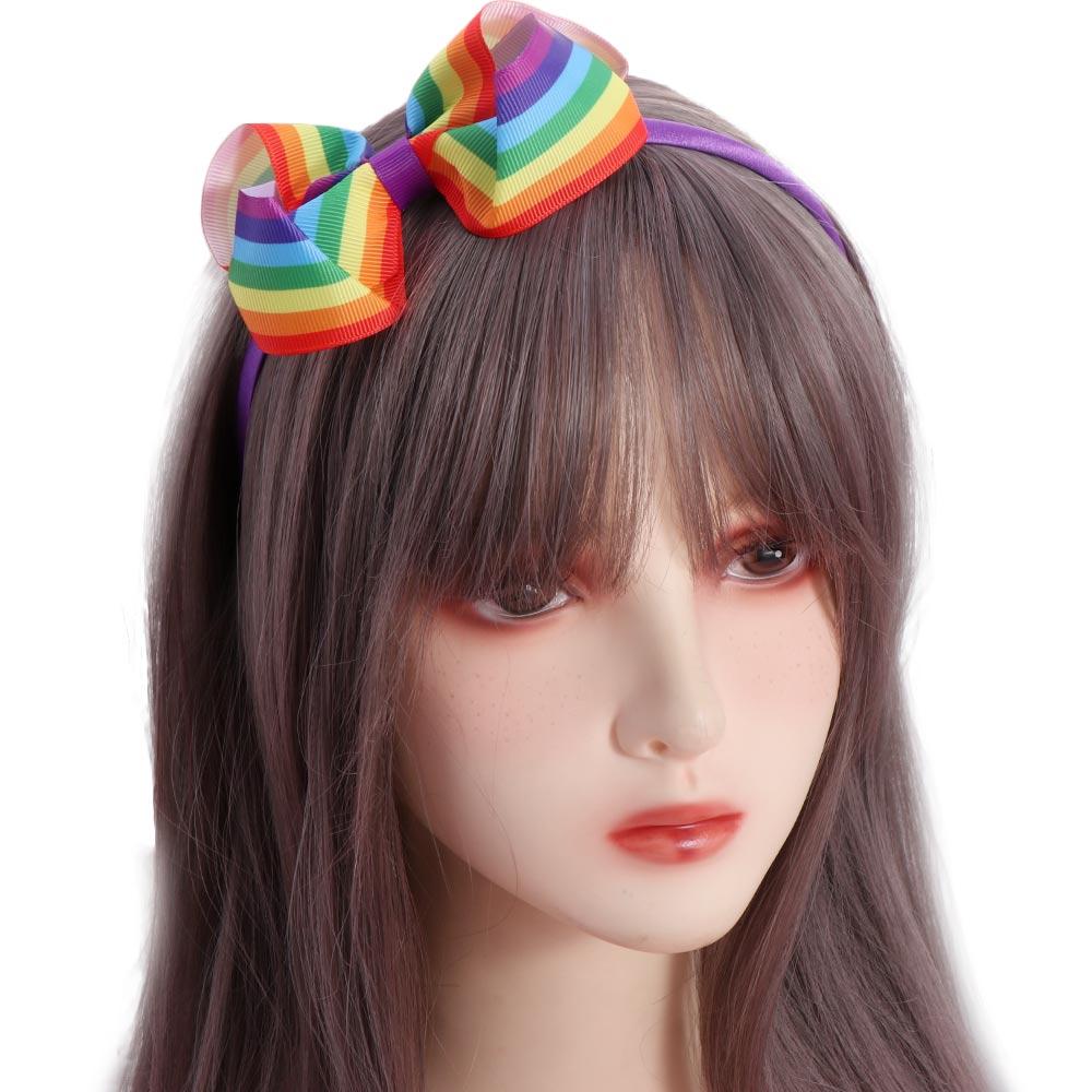 Not Harm Rainbow Hair Clips Elastic Ponytail Pigtails Holders Ribbon Hair Band  Holiday