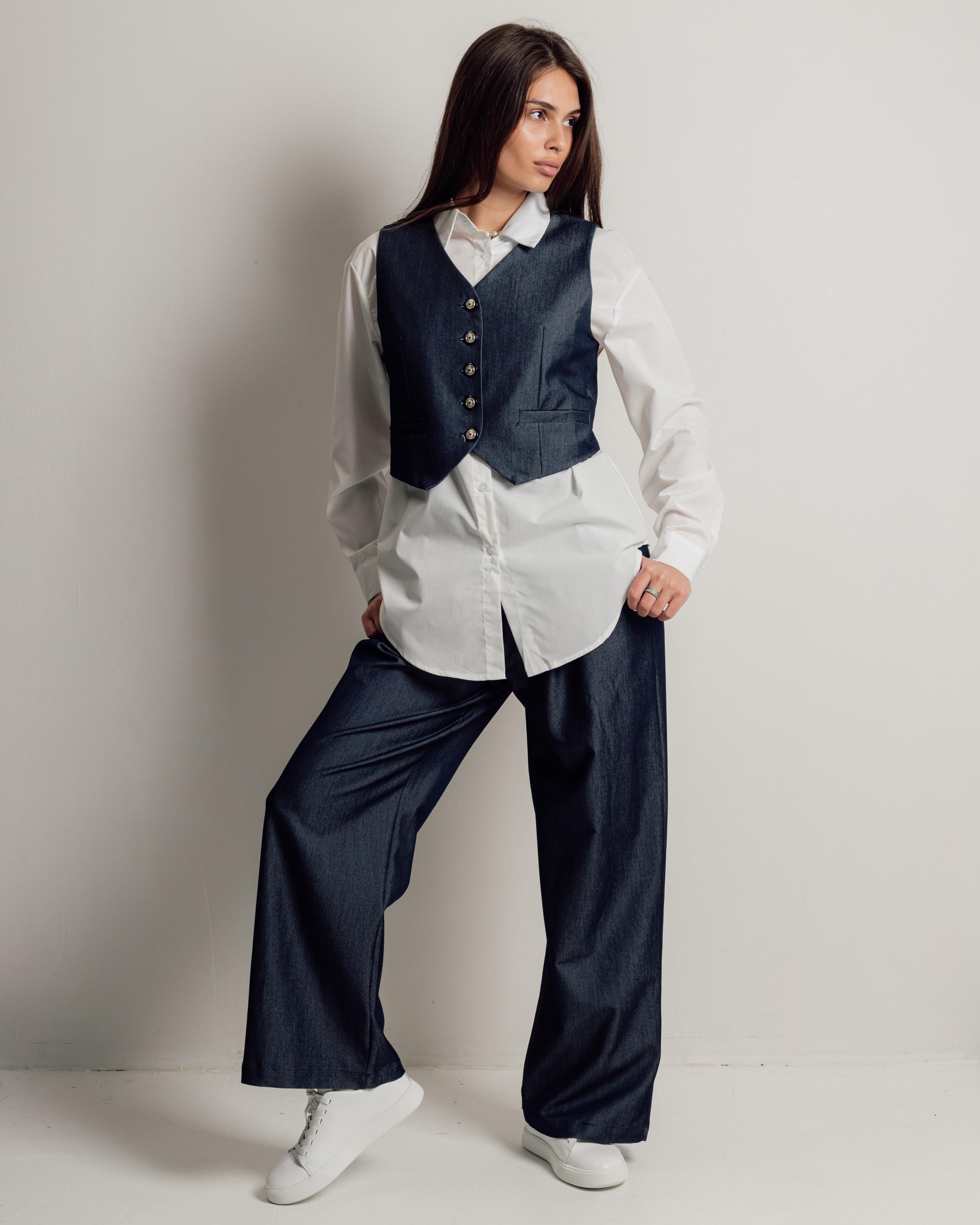 

Women s suit 3001 M dark blue (vest, trousers) L темно-синього кольору