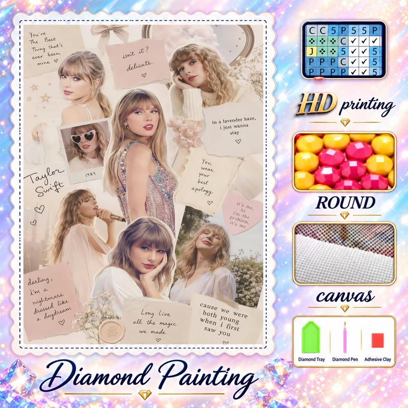 Taylor Swift Diamond Painting Kit 5D Full Drill DIY Diamond Mosaic Wall Art Home Decor