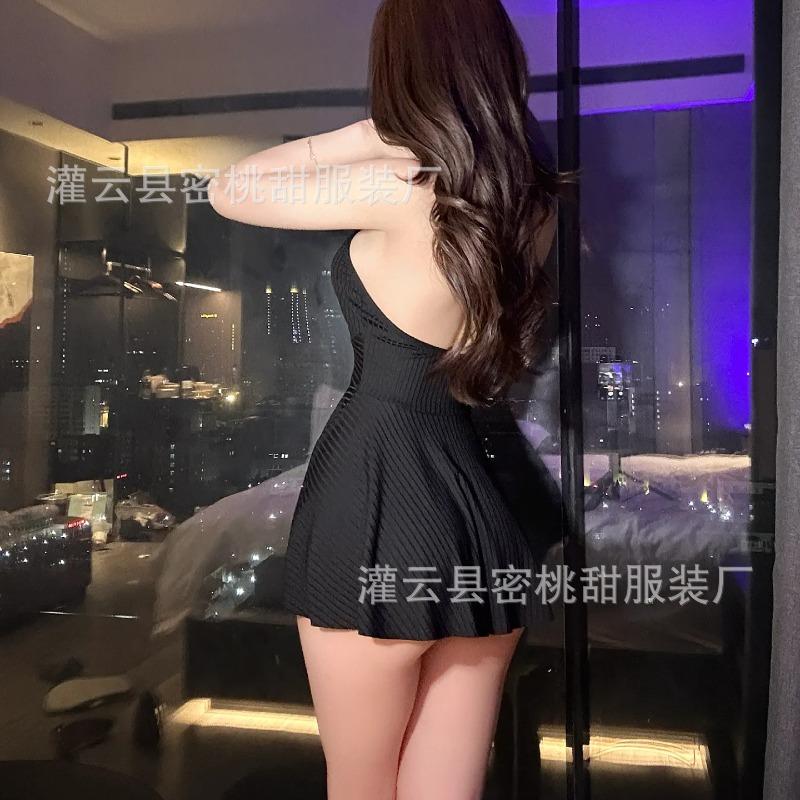Sexy Lingerie Hot Black Suspender Dress Sexy Halter Hip Skirt Pajama Uniform