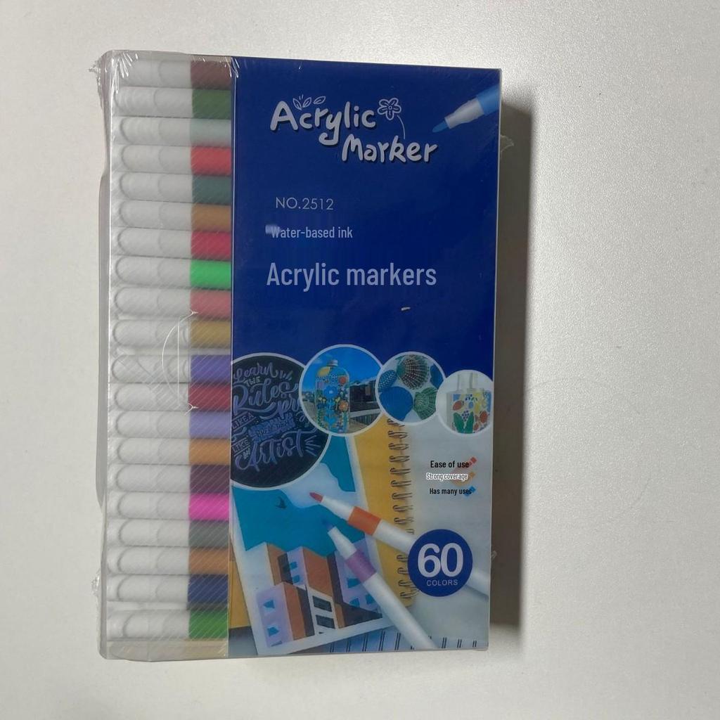 80-Color Acrylic Watercolor Markers Set for Kids - PVC Box with Layerable Graffiti Paintbrushes