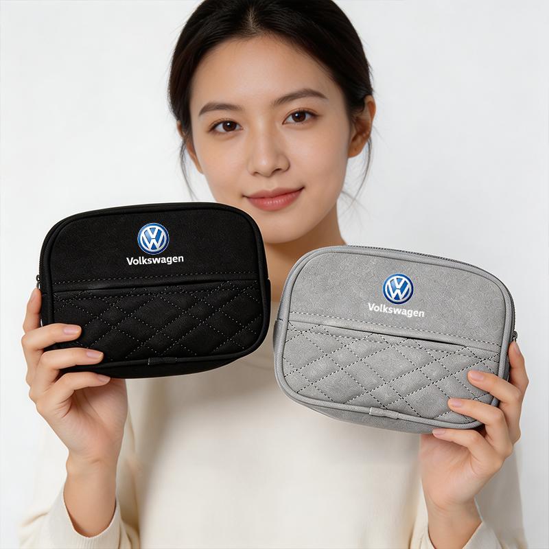 Suede Car Interior Tissue Storage Box Car Accessories For VW GTI Polo Golf MK7 Passat B6 Tiguan Arteon T-ROC Beetle Jetta ID.3