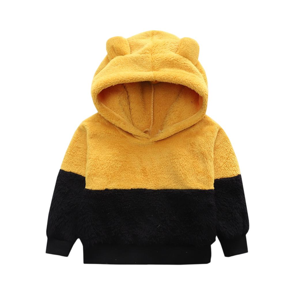 Kids' Color Block Hoodie Plush Winter Top