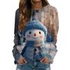 Women's Fashionable Casual Long-sleeved Retro Christmas Snowman Print Round Neck Top