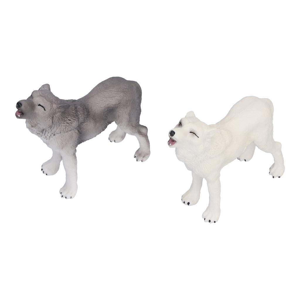 2pcs Howling Wolf Action Figure Figurines Toys Howling Wolf Animal Model Educational Presents for