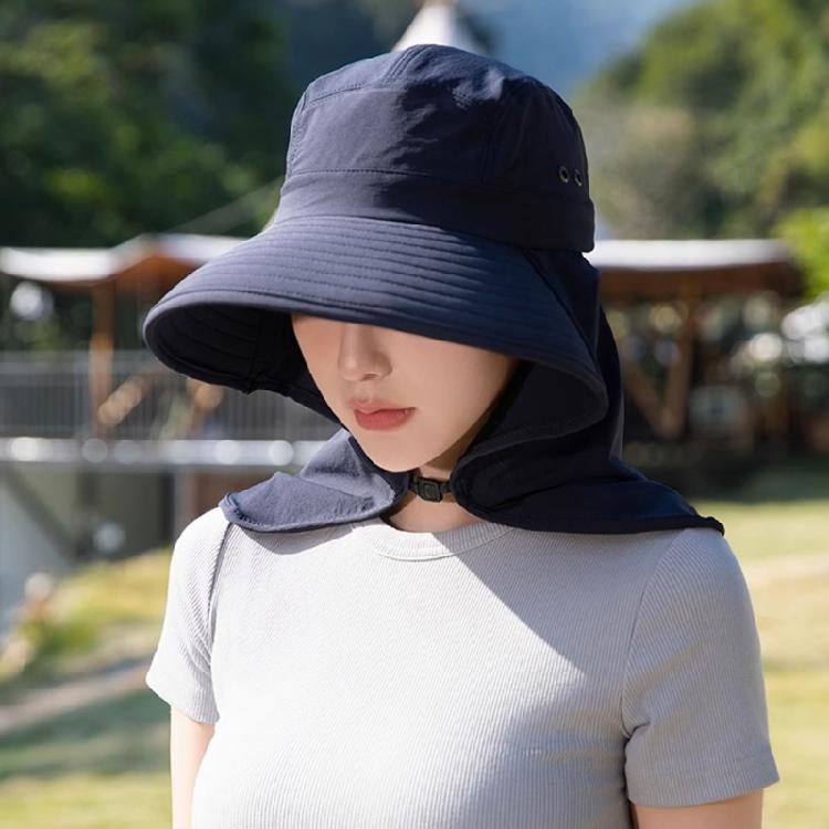 Women Sun Hat Bucket Hat with Large Shawl for Travel Hiking Shopping