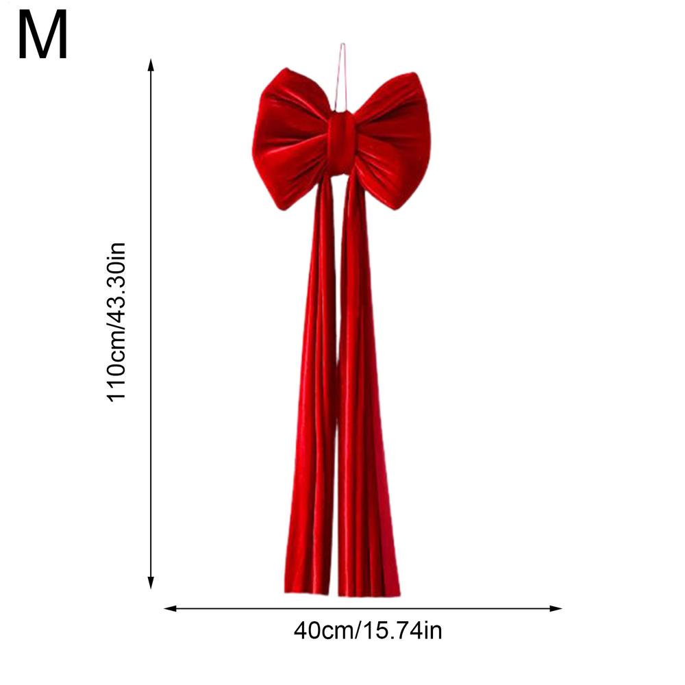 80/180cm Giant Bow Christmas Tree Top Decoration Christmas Front Door Bow With Long Ribbon Velvet Flower Wreath Wall Decoration