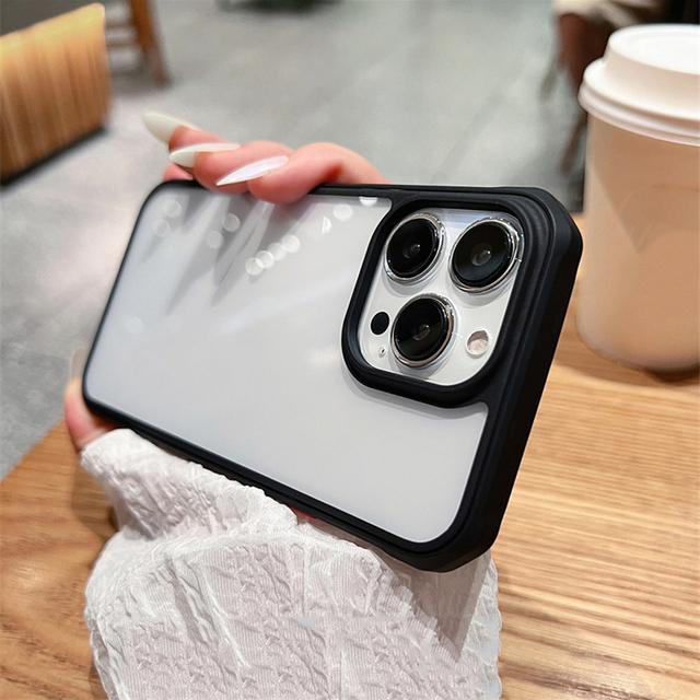 

Противоударный прозрачный чехол фиолетового цвета для Iphone 14 12 11 13 Pro Max Xs Xr X 14 Pro Max, силиконовый бампер, акриловая задняя крышка For iPhone 14Pro Max чёрный