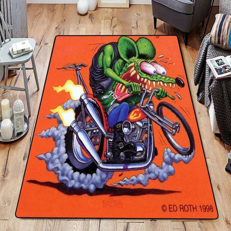 Funny Room Rugs Foot Carpets R-Rat Fink Entrance Doormat Kawaii Rug Floor Mats Bath Mat Kitchen Hallway Carpet Home Decor