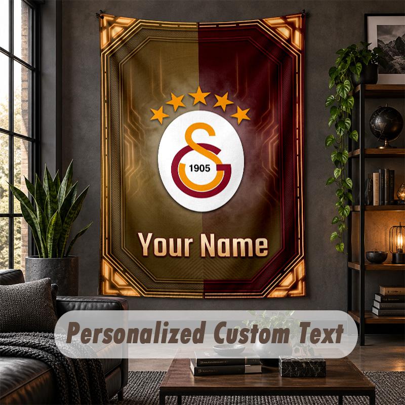 Arazzo da Parete Stampa Galatasaray FC Testo Nome Personalizzato Appeso a Parete Decorazione per la Casa