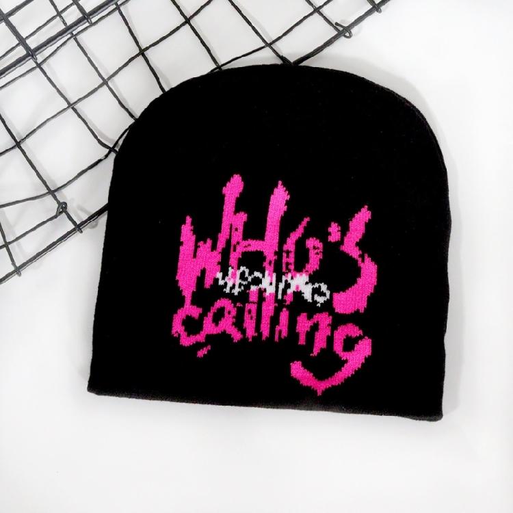 Jacquard Letter Hat Girls Bonnet 2000S Cool Girl Hat Women Headdress Casual Hat