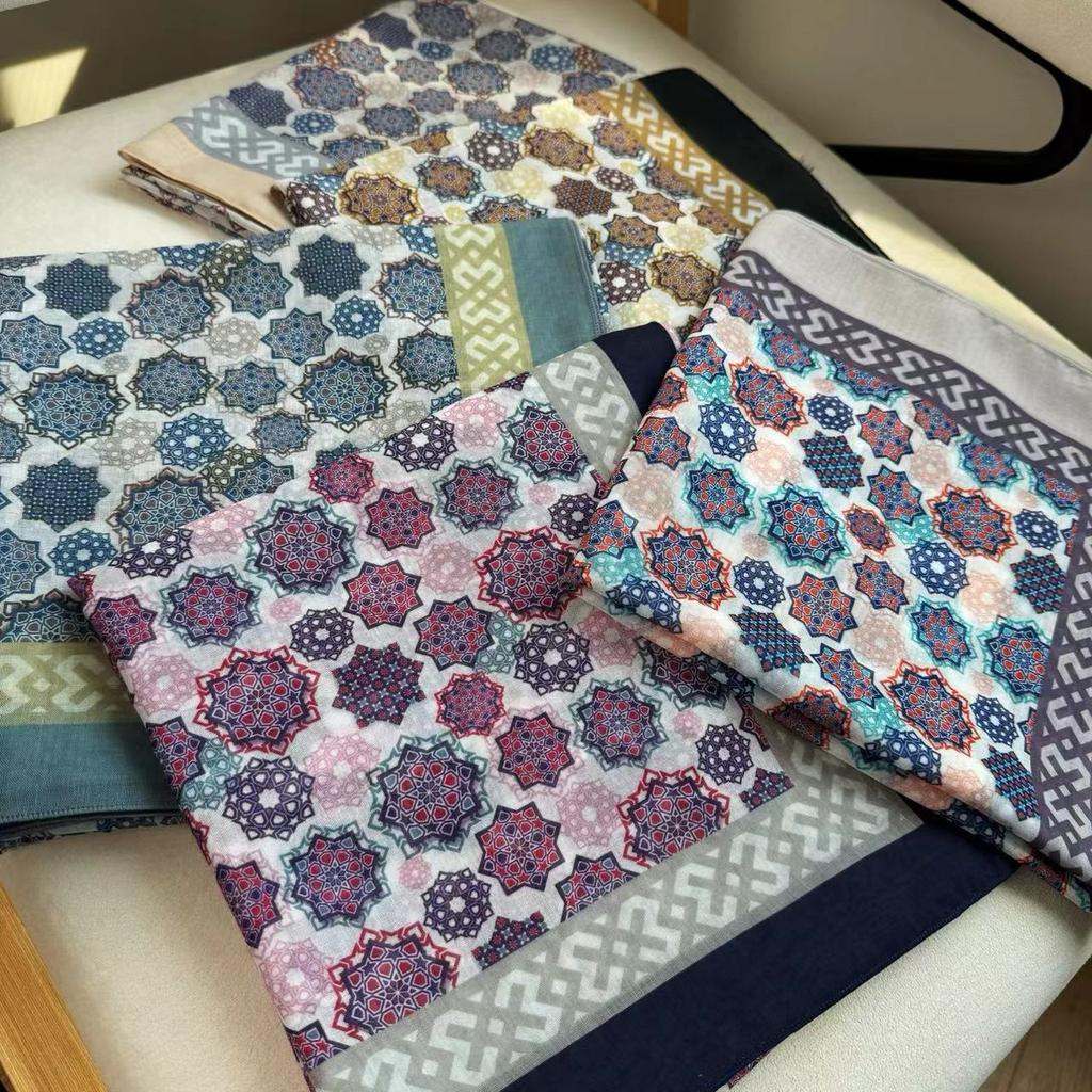110*110cm Printed Shawl Oversize Head Wrap Headscarf Hair Sleeping Bandanas Large Cotton Feeling Square Scarf Summer Shawl