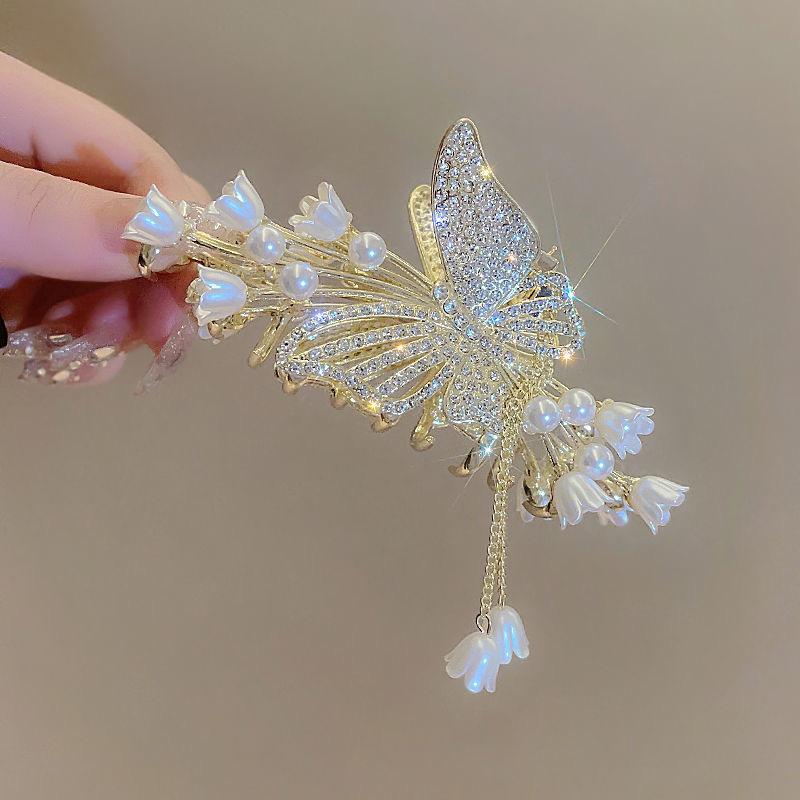 Pearl Flower Tassel Hair Claw Clip Ponytail Hair Clip Shark Clip Korean Exquisite Women Hair Accessories Fashion Headdress