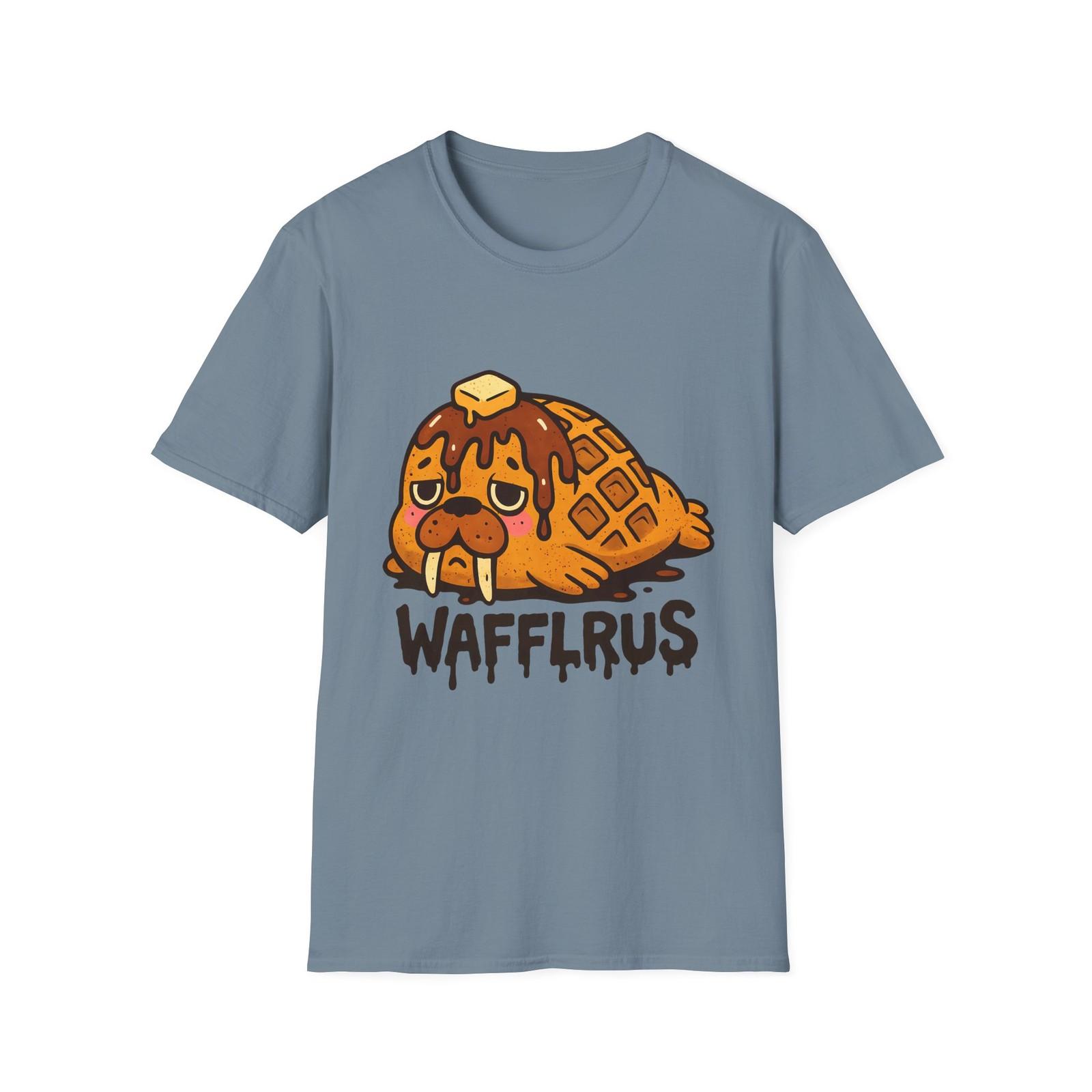 Unisex Softstyle T-Shirt Mens Womens Tees Top Cartoon Waffle Walrus Hybrid Funny Food Pun L