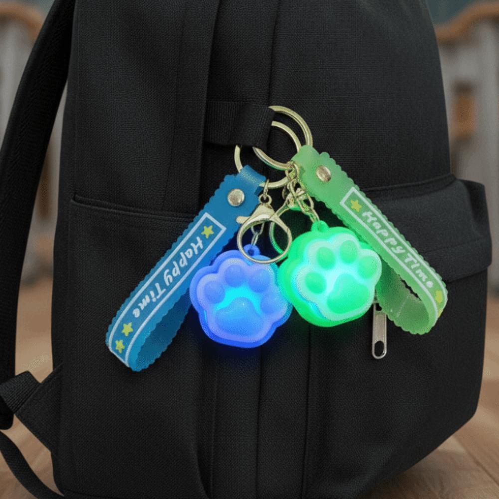 LED Flashing Cat Paw Key Chain Glowing Fidget Toy Key Ring Squeeze Toy  Schoolbag Charm