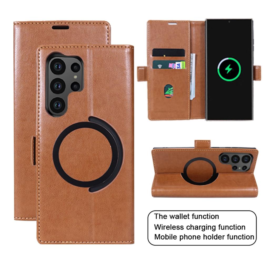For Samsung Galaxy S25 Ultra Case Compatible with MagSafe Wallet Stand Leather Flip Phone Cover