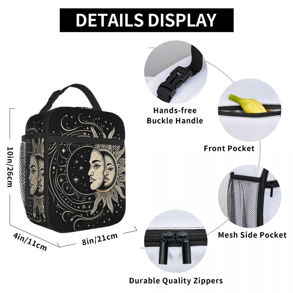 Mysterious Sun And Moon Insulated Lunch Bag for Kids School Cooler Thermal Food Box Tote Portable Lunch Boxes Container