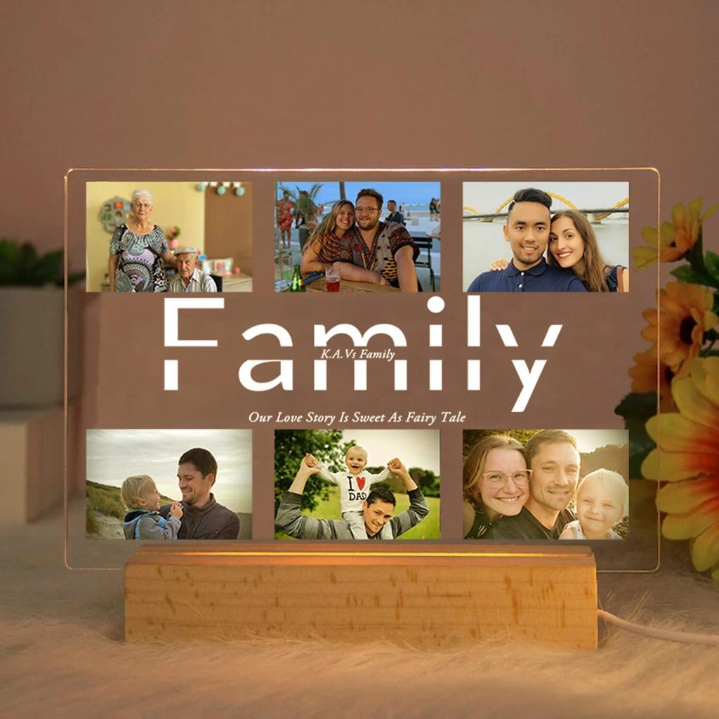Customized 3D Acrylic Lamp Personalized Photo Text Night Light for MOM DAD LOVE Family Day Wedding Birthday Christmas Gift