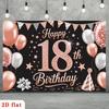 2D Flat Style, [Party Background] 2D Flat Banner, 1-piece with the Theme of "Happy 18th Birthday", Yzb