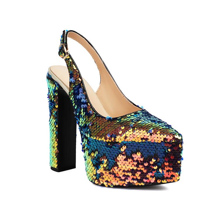 Damen Gold Grün Pailletten Schuhe Sexy Super Hochhackige Klobige Plateaus Pumps Bling Bling Silber Glitzer Schuhe Weiß