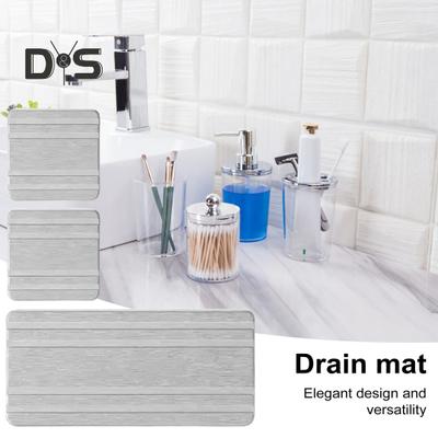 3Pcs Water Absorbing Stone Tray Stripe Design Quick Drying Sink Drain Mat Anti-Slip Soap Holder Kitchen Bathroom Vanity Trays